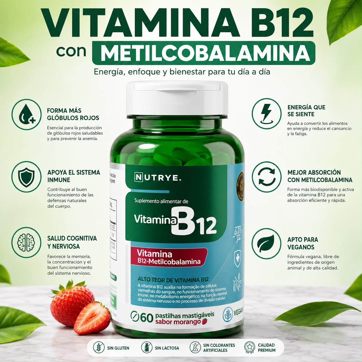 Vitamina B12 con Metilcobalamina masticable